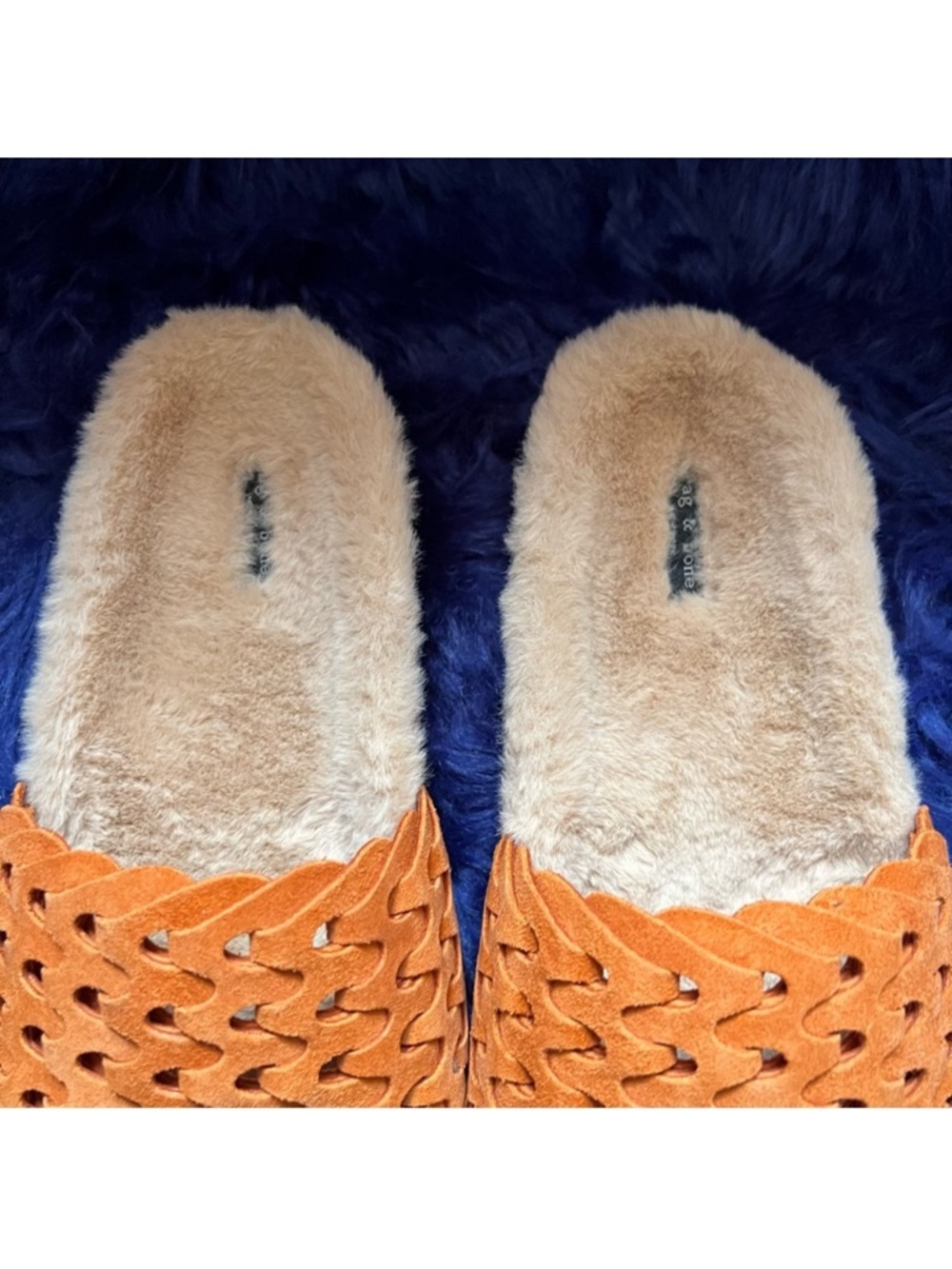 New! Rag & Bone Bailey Shearling Slide Sandals in Sunset Suede - Picture 6 of 9